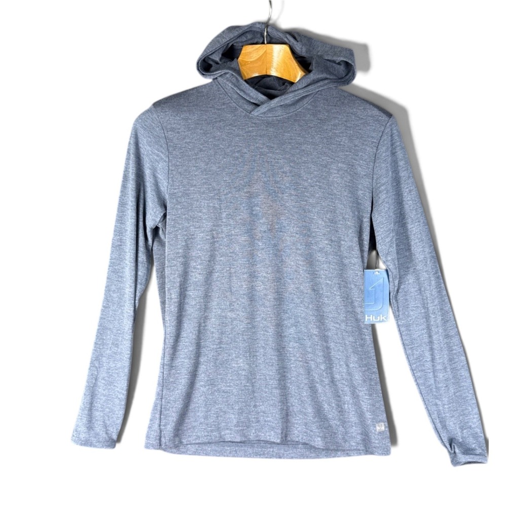 NWT Huk Waypoint Hoodie Womens M Sargasso Sea UPF 50+ Performance Fishing Shirt